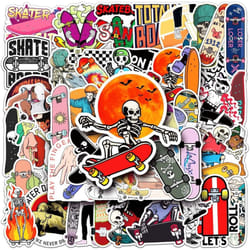50 pieces of "Skull Skateboarding" graffiti vinyl waterproof stickers for laptops, mobile phones, skateboards, luggage, water bottles