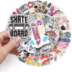 50 pieces of "Skull Skateboarding" graffiti vinyl waterproof stickers for laptops, mobile phones, skateboards, luggage, water bottles