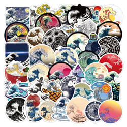 Kanagawa Wave Stickers 50 Piece Waterproof Vinyl Stickers Cute and Fun Stickers Laptop, TabletPhone, Water Bottle,Water Bottle, Bicycle Luggage