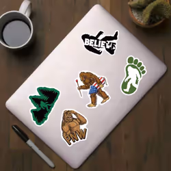 Sasquatch Forest Stickers,50PCS Waterproof Vinyl Believe Stickers for Water Bottles Laptop Bumper Helmet Car