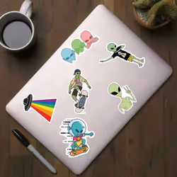 Aliens Stickers Pack for Water Bottles Laptop,50PCS Vinyl Waterproof Aesthetic Space UFO Decals for Scrapbook Computer Phone Guitar Luggage