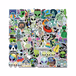 Aliens Stickers Pack for Water Bottles Laptop,100PCS Vinyl Waterproof Aesthetic Space UFO Decals for Scrapbook Computer Phone ...