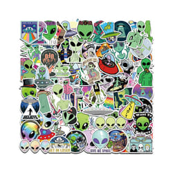 Aliens Stickers Pack for Water Bottles Laptop,100PCS Vinyl Waterproof Aesthetic Space UFO Decals for Scrapbook Computer Phone Guitar Luggage