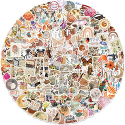 200Pcs Cute Boho Aesthetic Water Bottle Stickers Preppy Stickers, Waterproof Stickers for Laptop Journal Scrapbook, Vinyl Sticker Packs for Girls