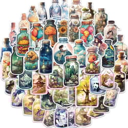 50PCS World in Bottom Sticker Waterproof Vinyl Sticker Suitable for Machine Water Bottles, Laptops, Bicycle Cups, Tablets, and Luggage Cases