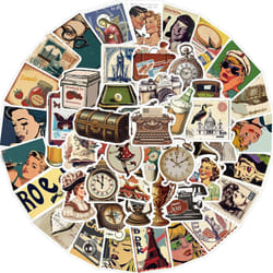 50vintage European and American stickers, laptop vinyl graffiti stickers, cutting and pasting water bottles, magazines, scooters bicycles