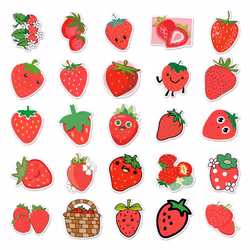 50PCS Strawberry Sticker DIY Decoration,Strawberry Party Decoration,Cartoon Cute Small Sticker Cartoon Vinyl Waterproof Sticker Mobile Water Bottle