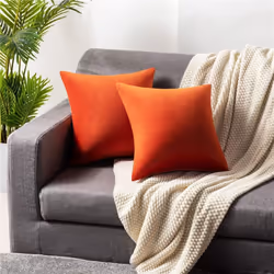 Couch Pillow Cases 20x20 Burnt Orange: 2 Pack Cozy Soft Velvet Square Throw Pillow Covers for Farmhouse Home Decor, IFENG