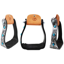 CHALLENGER Horse 5"" Black Aluminum Engraved Barrel Racing Saddle Stir