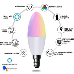 Smart WiFi E14 LED Candle Bulb 4.5W, RGB+W+WW, Dimmable
