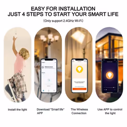 Smart WiFi E14 LED Candle Bulb 4.5W, RGB+W+WW, Dimmable