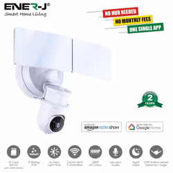 Ener-J Smart WiFi LED Floodlight Security Camera System with Floodlight - White