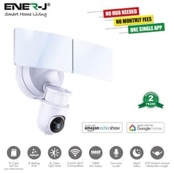 Ener-J Smart WiFi LED Floodlight Security Camera System with Floodlight - White