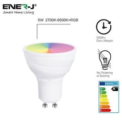 Smart WiFi GU10 LED Lamp 5W, RGB+W+WW, Dimmable
