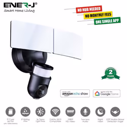 Ener-J Smart WiFi LED Floodlight Security Camera System with Floodlight - Black