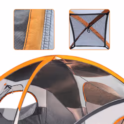 Amazon Basics Dome Camping Tent with Rainfly and Carry Bag, 3-Season Waterproof Easy Set-Up Tent, 8 Person, Orange/Grey