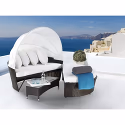 Outdoor Canopy Daybed - Convertible Wicker Sofa Set - SYLT LUX