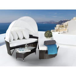 Outdoor Canopy Daybed - Convertible Wicker Sofa Set - SYLT LUX
