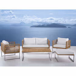 Outdoor Conversation Set - Steel and Acacia - Modern Furniture - BERMUDA