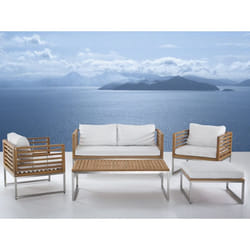 Outdoor Conversation Set - Steel and Acacia - Modern Furniture - BERMUDA