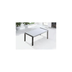 Luxury Stainless Steel White High Gloss Banded Dining Table - ARCTIC I