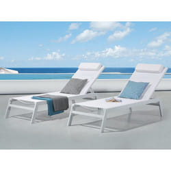 Aluminium Garden Lounger - Outdoor Patio Sunlounger - CATANIA II - White