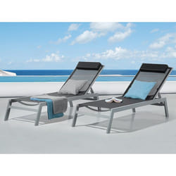 Aluminium Garden Lounger - Outdoor Patio Sunlounger - CATANIA II - Black