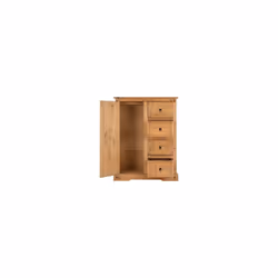 Seconique Corona 1 Door 4 Drawer Low Wardrobe Distressed Waxed Pine