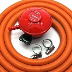 CALOR GAS Brand 27mm Clip on Pato Gas Regulator 1Mt Hose/Pipe & 2 Clips 5 Year Warranty