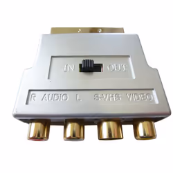 Gold Switchable Scart to 3 Phono & S-Video Adaptor