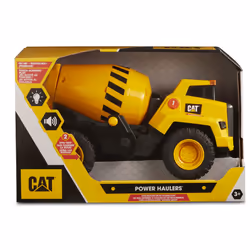 CatToysOfficial Construction Power Hauller CEMENT MIXER, Includes flashing lights, hydraulic sounds, movable scoop and tracks, 27cm long, for ages 3+,
