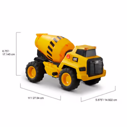 CatToysOfficial Construction Power Hauller CEMENT MIXER, Includes flashing lights, hydraulic sounds, movable scoop and tracks, 27cm long, for ages 3+,