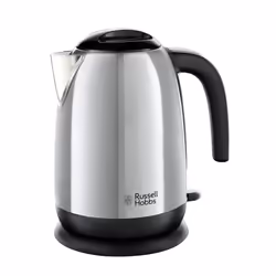 Russell Hobbs Stainless Steel & Black Electric 1.7L Cordless Kettle with black handle (Fast Boil 3KW, Removable washable anti ...