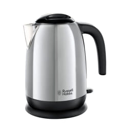 Russell Hobbs Stainless Steel & Black Electric 1.7L Cordless Kettle with black handle (Fast Boil 3KW, Removable washable anti-scale filter,) 23911