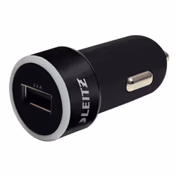Leitz 62210095, Auto, Cigar lighter, 5 V, 2.4 A, Black