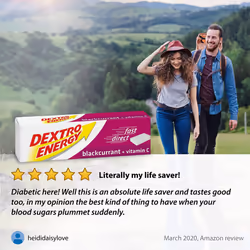 Dextro Energy Blackcurrant Glucose Tablets with Vitamin C, 47 g, 24 Packs, Energy Tablets, for a Quick Burst of Glucose