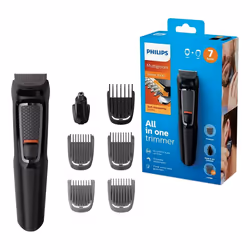 Philips 7-in-1 All-In-One Trimmer, Series 3000 Grooming Kit for Beard & Hair with 7 Attachments, Including Nose Trimmer, Self ...