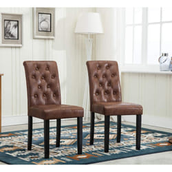 MCC2 x Dining Chairs Lined Fabric Chairs, Solid Wooden Legs home & restaurants - Brown