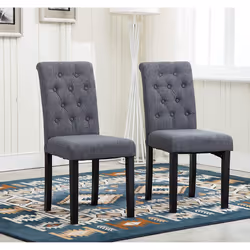 MCC2 x Dining Chairs Lined Fabric Chairs, Solid Wooden Legs home & restaurants - Grey