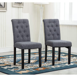 MCC2 x Dining Chairs Lined Fabric Chairs, Solid Wooden Legs home & restaurants - Grey