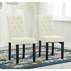 MCC2 x Dining Chairs Lined Fabric Chairs, Solid Wooden Legs home & restaurants - Cream