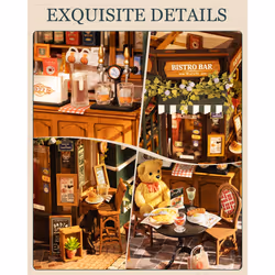 Robotime DIY Miniature House Kit Tipsy Restaurant Miniature for Adult