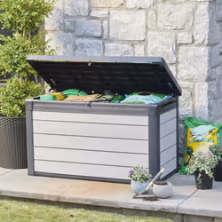 Keter Garden Storage Box 380L Anthracite Outdoor Storage Chest Trunk Organiser