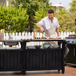 Keter Multifunctional Outdoor Table for BBQ Woodlook Barbecue Storage Table