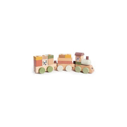 Wooden Stacking Train, Wooden Baby Toy Train, Wooden Shape Sorter with 3 Carriages and 14 Stackable Playing Blocks, Creativity, Motor Skills, Natural