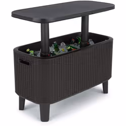 Keter Bevy Bar 60 Liter Cooler with Cocktail Table Top Serving Station, Grey