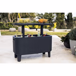 Keter Bevy Bar 60 Liter Cooler with Cocktail Table Top Serving Station, Grey