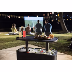 Keter Bevy Bar 60 Liter Cooler with Cocktail Table Top Serving Station, Grey