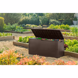 Outdoor Plastic Garden Storage Box Emily Keter Chest Brown