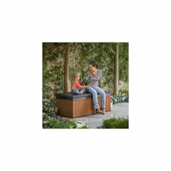 Keter Darwin 380L Outdoor Garden Furniture Storage Box Brown Evotech+ Wood Look and Feel | Fade Free | All Weather Resistant | Safe and Secure